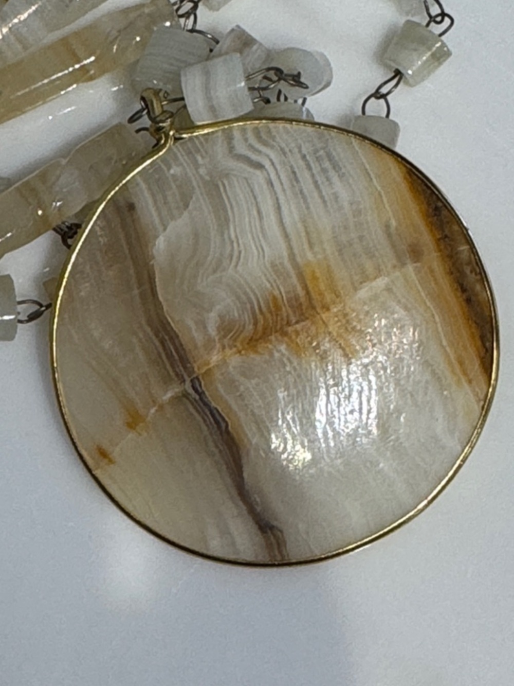 70s Vintage Agate Pendant Necklace